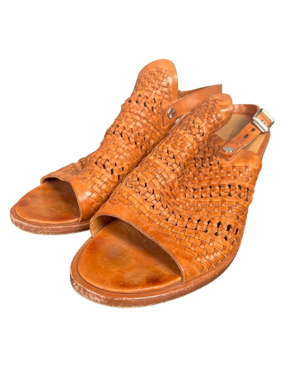 Rag & Bone New York 39.5 Woven Leather Open Toe Slingback Sandal 9.5